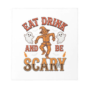 Eet, drink en wees eng vintage Halloween T-shirt D Notitieblok