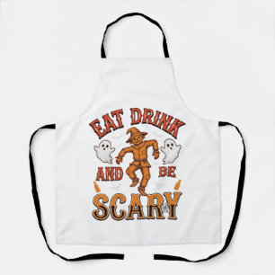 Eet, drink en wees eng vintage Halloween T-shirt D Schort