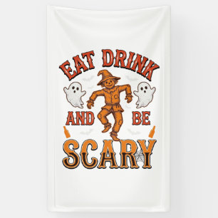 Eet, drink en wees eng vintage Halloween T-shirt D Spandoek