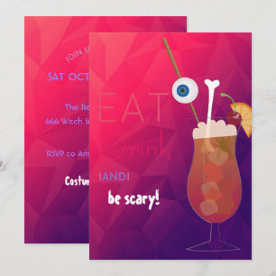 Eet, drink en wees eng volwassenen Halloween-feest Kaart