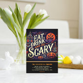Eet Drink en wees eng zwart Halloween-feest Briefkaart