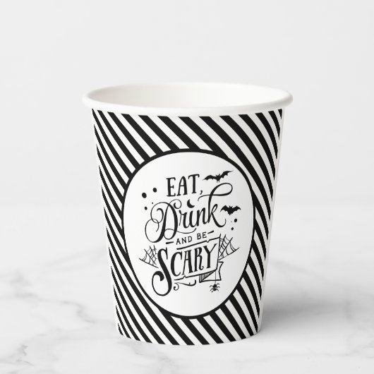 Eet Drink en wees eng zwarte strepen halloween Papieren Bekers (Achterkant)