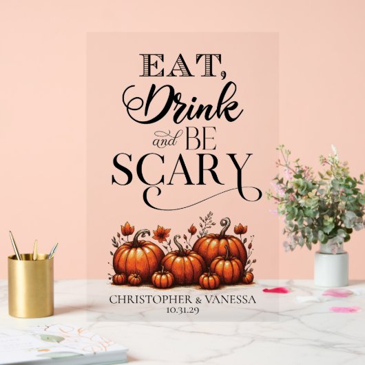 Eet, Drink en wees Enge Bruiloft Acryl Bord (Huwelijk)