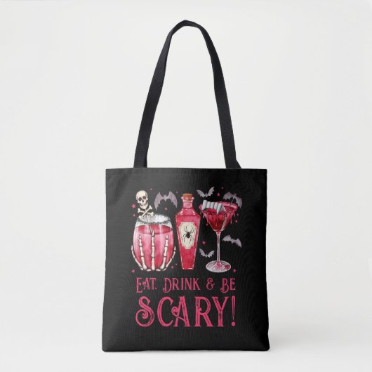 Eet, Drink en wees enge Halloween cocktails Tote Bag (Voorkant)