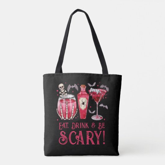 Eet, Drink en wees enge Halloween cocktails Tote Bag (Achterkant)