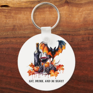 Eet Drink en Wees Enge Herfst Halloween Vleermuis Sleutelhanger