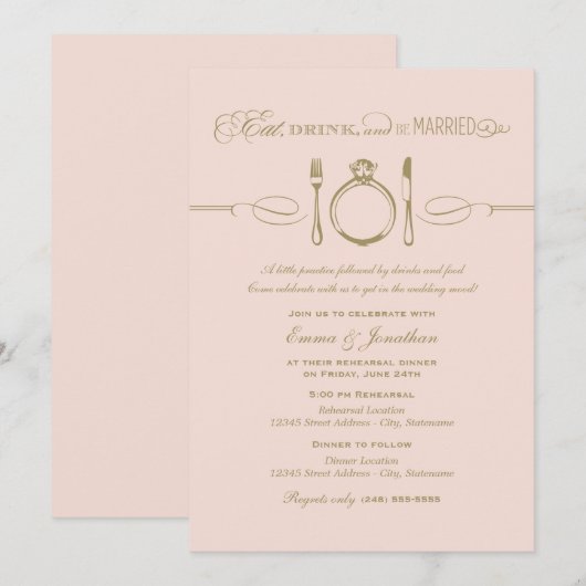 Eet Drink en wees gehuwd met dubbelharige repetiti Kaart (Voorkant / Achterkant)