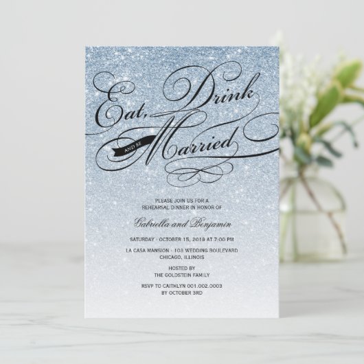 Eet Drink en wees gehuwd met een repetitief diner Kaart (Staand voorkant)