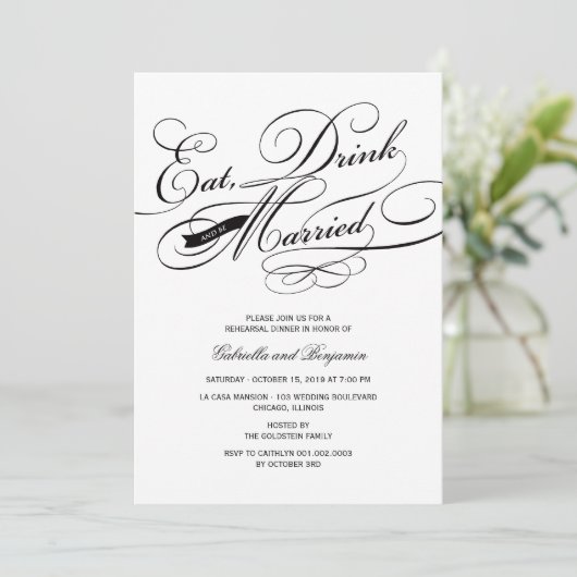 Eet Drink en wees gehuwd met een repetitief diner Kaart (Staand voorkant)