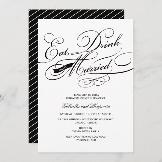 Eet Drink en wees gehuwd met een repetitief diner Kaart (Voorkant / Achterkant)