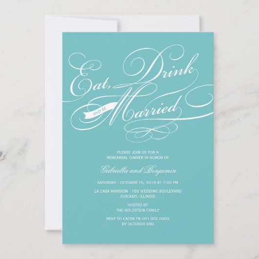 Eet Drink en wees gehuwd met een repetitief diner Kaart (Voorkant)