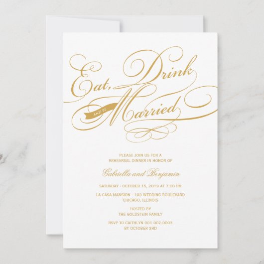 Eet Drink en wees gehuwd met een repetitief diner Kaart (Voorkant)