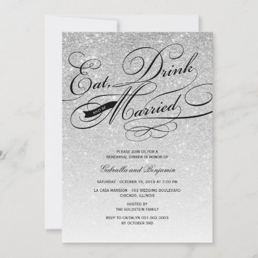 Eet Drink en wees gehuwd met een repetitief diner Kaart (Voorkant)
