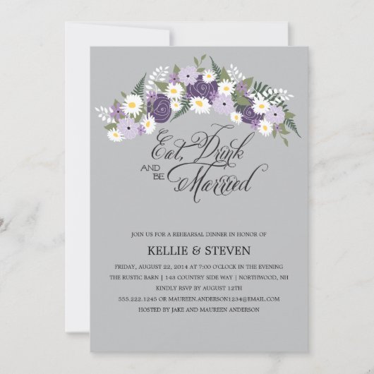 Eet Drink en wees gehuwd met Floral Wreate Kaart (Voorkant)