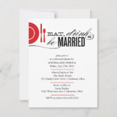 Eet, Drink en wees gehuwd repetitief diner Uitnodi Kaart (Voorkant)