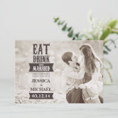 Eet Drink en wees gehuwd sparen de Datum Save The Date (Staand voorkant)