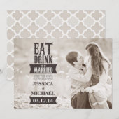 Eet Drink en wees gehuwd sparen de Datum Save The Date (Voorkant / Achterkant)