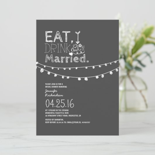 Eet Drink en wees gehuwd Vrijgezellenfeest Kaart (Staand voorkant)