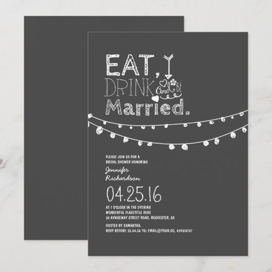 Eet Drink en wees gehuwd Vrijgezellenfeest Kaart (Voorkant / Achterkant)