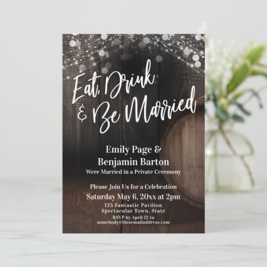 Eet Drink en wees gehuwde loop en licht Kaart (Staand voorkant)