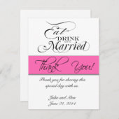 Eet, Drink, en Wees Getrouwd Bedanktkaart Hot Roze Bedankkaart (Voorkant / Achterkant)