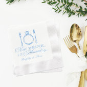 Eet Drink en wees getrouwd Blue Wedding Monogram Servet