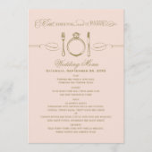 Eet, Drink en Wees Getrouwd Blush Gouden Bruiloft Menu (Voorkant)