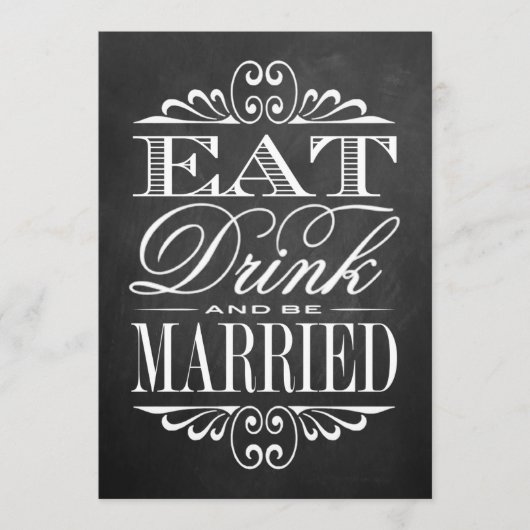 Eet, Drink en wees getrouwd - bord bruiloft Kaart (Voorkant)