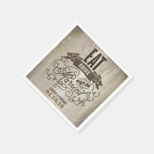 Eet drink en wees getrouwd bruiloft papieren serve servet (Hoek)