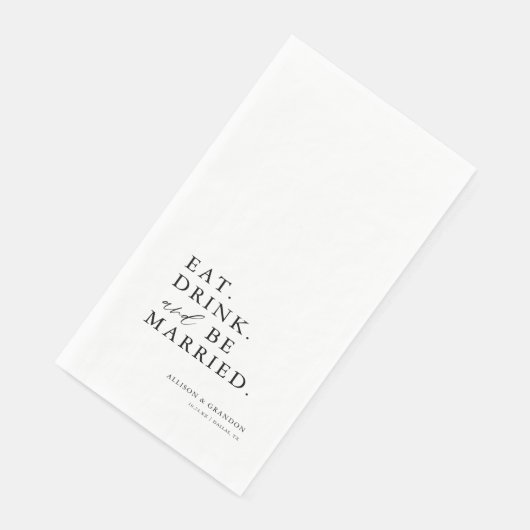 Eet Drink en wees getrouwd bruiloftsgasten Hand Servet (Hoek)