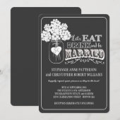 Eet, Drink en wees getrouwd Chalkboard Style Weddi Kaart (Voorkant / Achterkant)