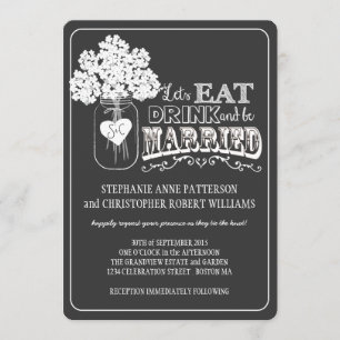 Eet, Drink en wees getrouwd Chalkboard Style Weddi Kaart