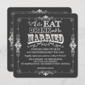 Eet, Drink en wees getrouwd Chalkboard Style Weddi Kaart (Voorkant / Achterkant)