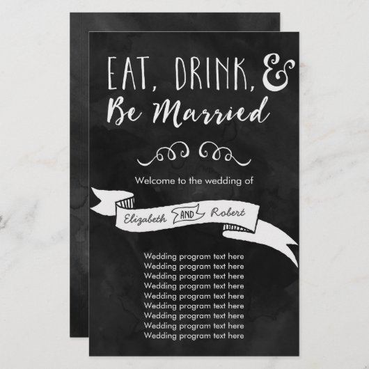 Eet, Drink en wees getrouwd Chalkboard Wedding (Voorkant / Achterkant)