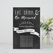 Eet, Drink en wees getrouwd Chalkboard Wedding (Staand voorkant)