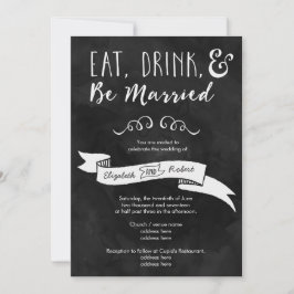 Eet, Drink en wees getrouwd Chalkboard Wedding Kaart