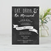 Eet, Drink en wees getrouwd Chalkboard Wedding Kaart (Staand voorkant)