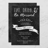 Eet, Drink en wees getrouwd Chalkboard Wedding Kaart (Voorkant / Achterkant)