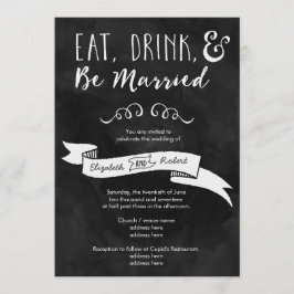 Eet, Drink en wees getrouwd Chalkboard Wedding Kaart
