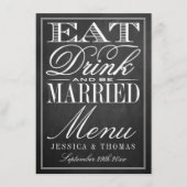 Eet, Drink en wees getrouwd Chalkboard Wedding Men Menu (Voorkant)