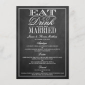 Eet, Drink en wees getrouwd Chalkboard Wedding Men Menu (Voorkant)