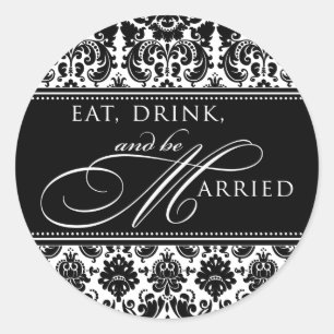 Eet Drink en wees getrouwd Damask Sticker