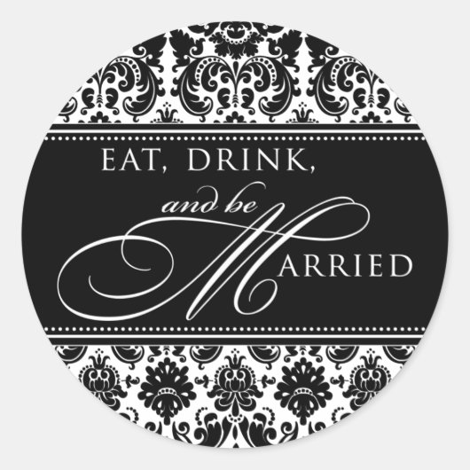 Eet Drink en wees getrouwd Damask Sticker (Voorkant)
