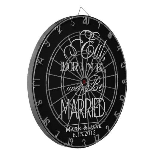 Eet, drink en wees getrouwd dartbord (Voorkant Links)