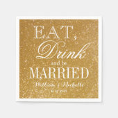 Eet drink en wees getrouwd glitter bruiloft servet (Voorkant)