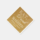 Eet drink en wees getrouwd glitter bruiloft servet (Hoek)