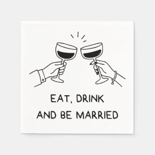 Eet, Drink en Wees Getrouwd Handgetekende Trouwdag Servet