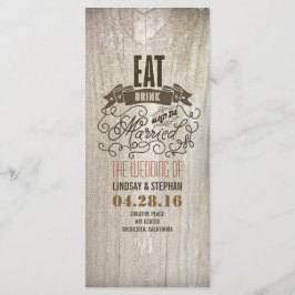 Eet drink en wees getrouwd huwelijksprogramma's programmakaart
