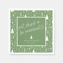 Eet, drink en wees getrouwd Kerstpatroon papier Servet
