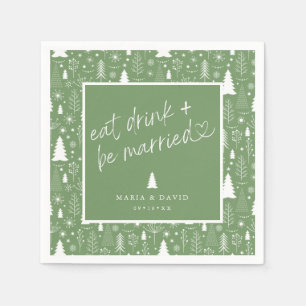 Eet, drink en wees getrouwd Kerstpatroon papier Servet